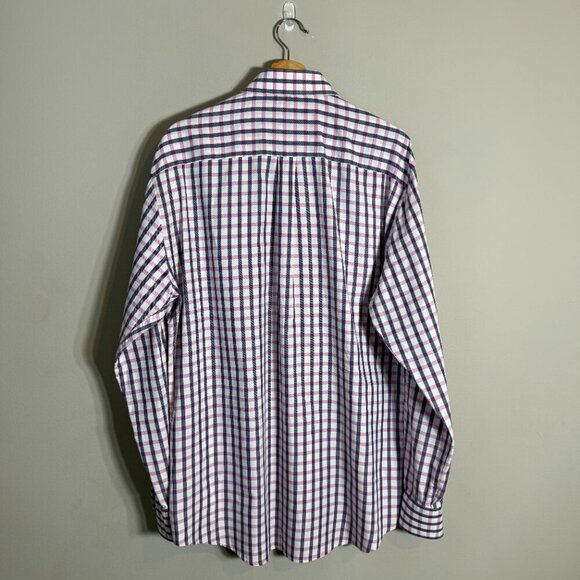 Peter Millar Plaid Button Up Dress Shirt Men's Large White Preppy Career Formal - Picture 3 of 13